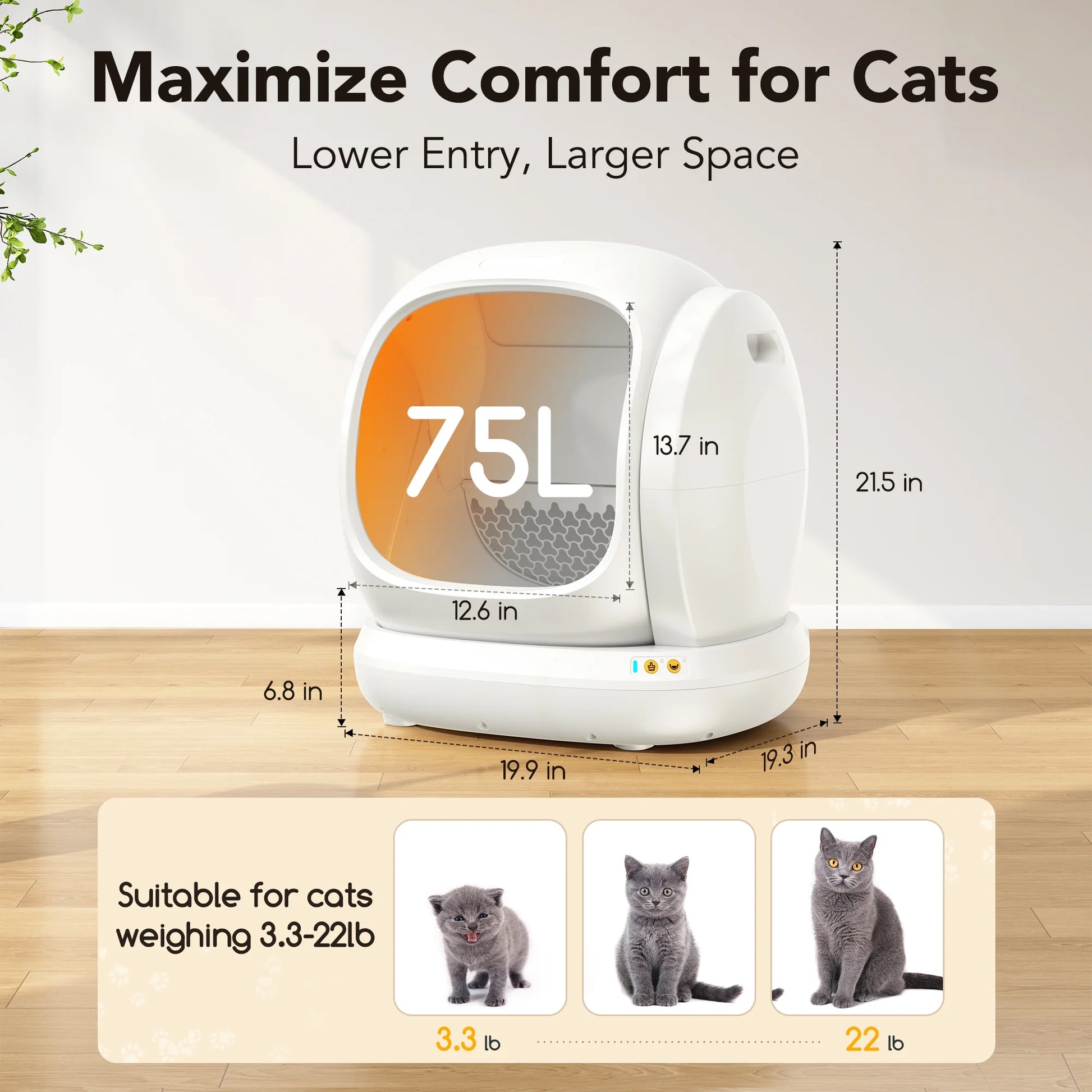 Self-Cleaning Cat Litter Box, APP Control